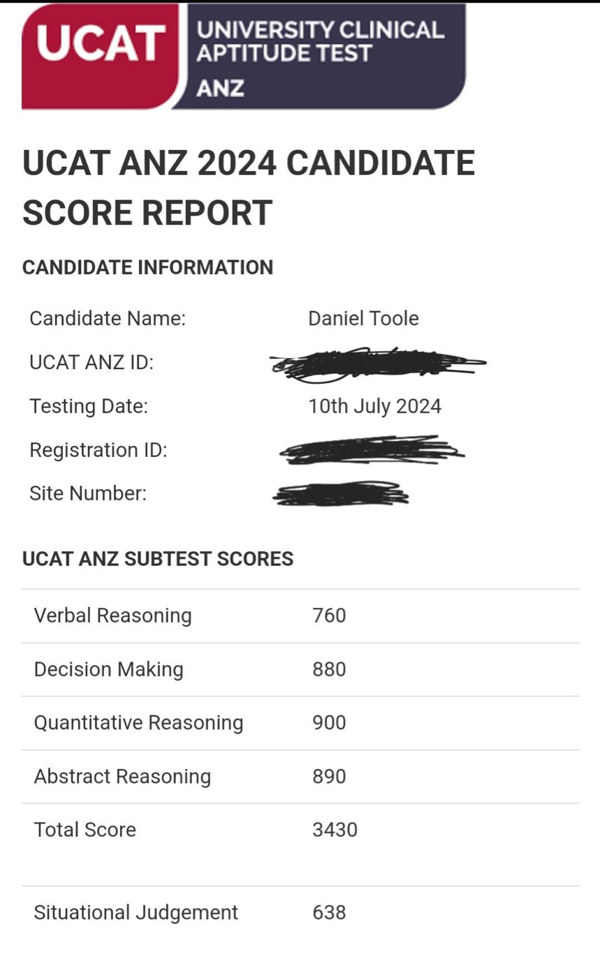 Daniel Toole UCAT score